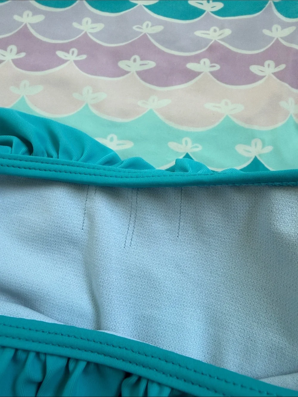 Ruffle Butts Teal, Mint & Lavender Girls Long Sleeve Rashguard Set